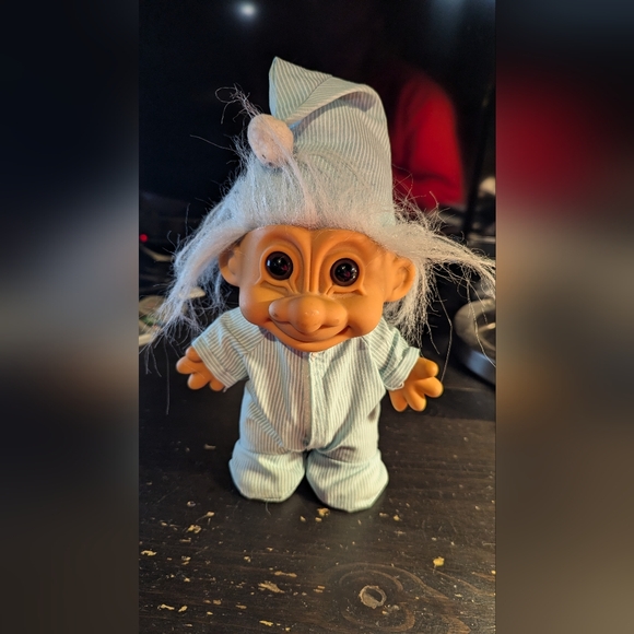 VINTAGE Russ—Blue with Blue Hair— Baby Boy Troll Doll 9" - Picture 1 of 3